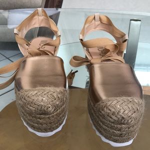 Tall Rose Gold closed toe espadrilles